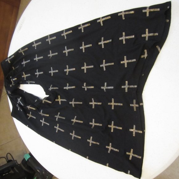 Women's Size S XXI Top with glittery gold crosses - Picture 15 of 16